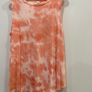 Old Navy Orange and White Tie-Dye Muscle Tee